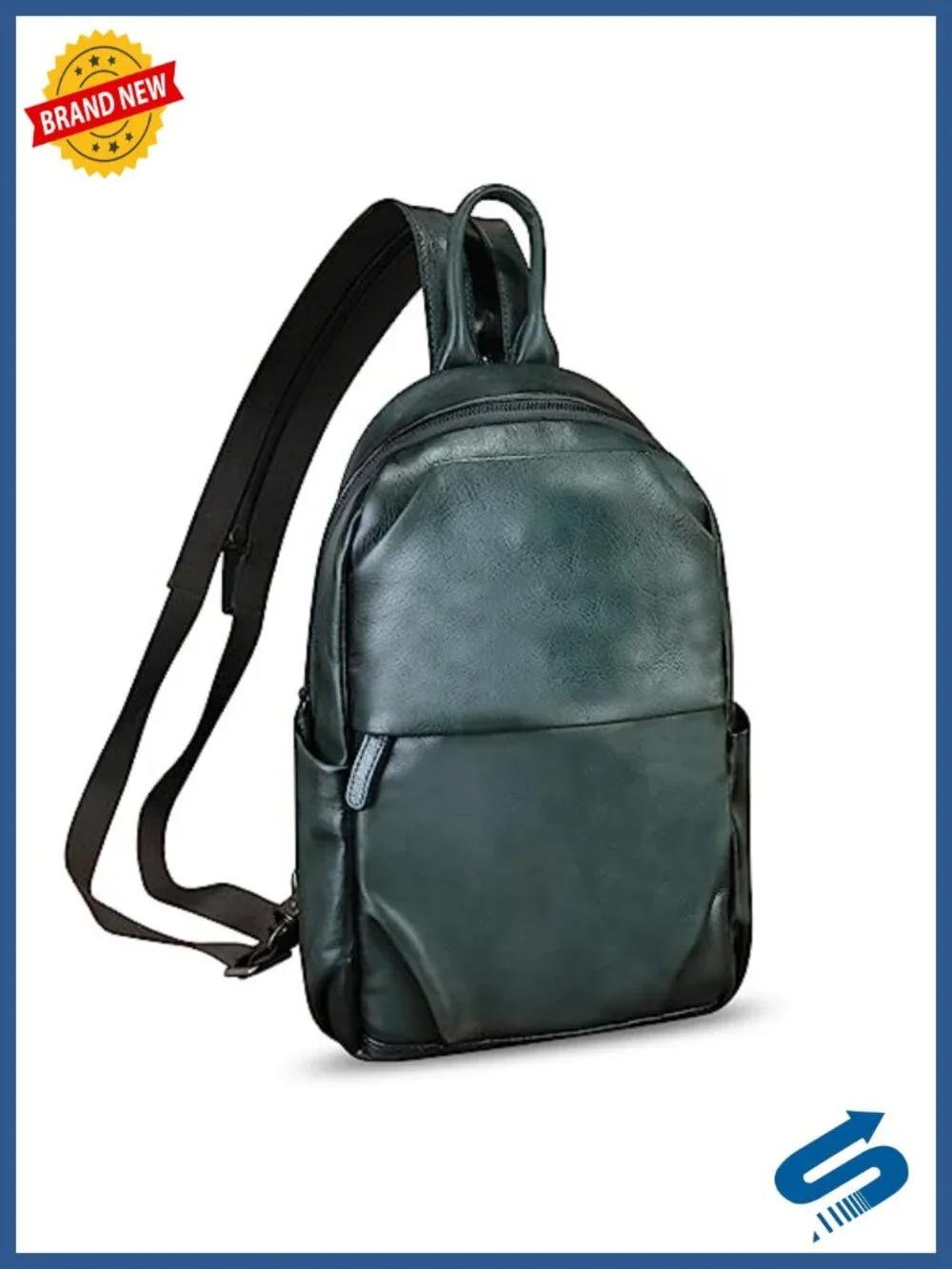 Genuine Leather Convertible Sling Backpack Crossbody Shoulder Daypack